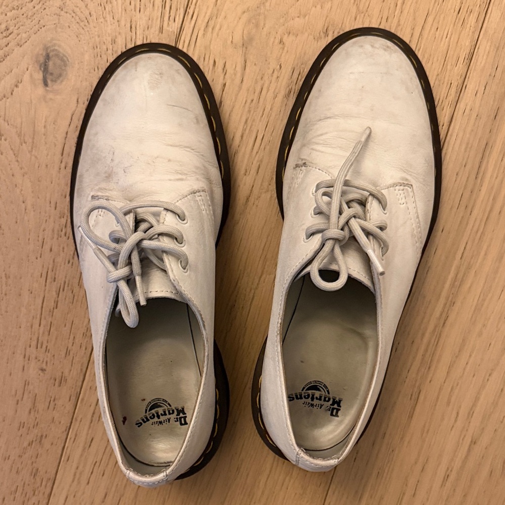 Dr. Martens White Leather 3-Eye Derby Shoes
